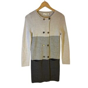 Boden Womens 100% Wool Colorblock Sweater Cardigan Sweater Grey Size US 4